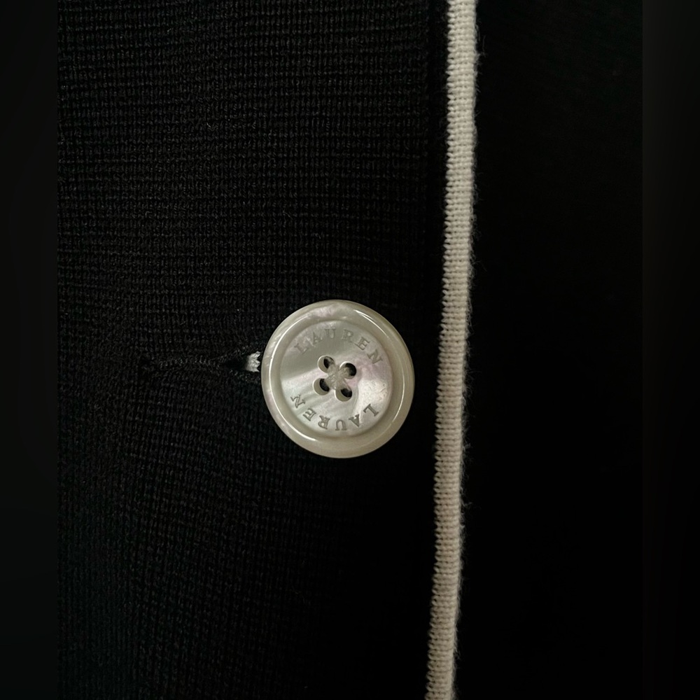Ralph Lauren - 100% Cotton Sweater Knit Blazer Jacket - Black (Size: XL) - Picture 6 of 11